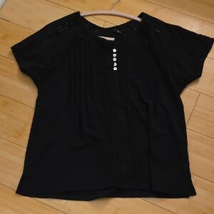 Elegant Black Lace Trim Women's Top